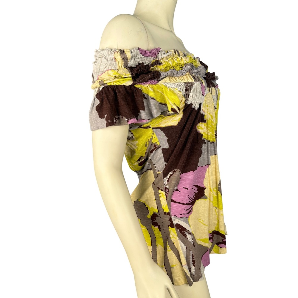 One September Top Size‎ Medium Smocked Floral Off Shoulder Top Blouse Multicolor - Picture 3 of 13